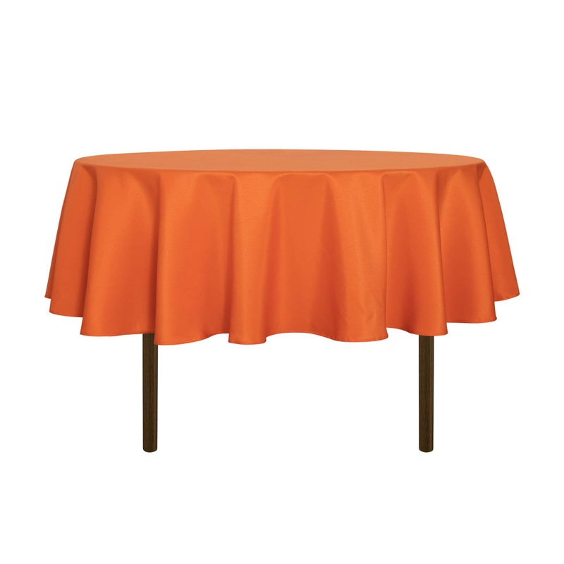 sancua Round Tablecloth - 60 Inch - Water Resistant Spill Proof Washable Polyester Table Cloth Decorative Fabric Table Cover for Dining Tables, Buffet Parties and Camping, Orange - Image 1